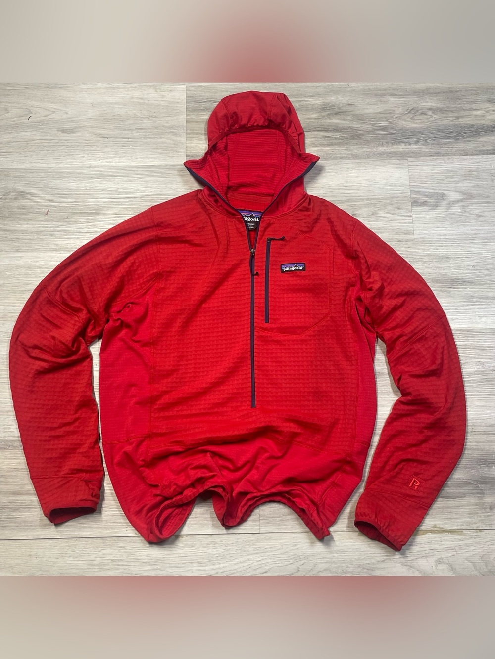 Patagonia Red Hooded Half-Zip Performance Jacket